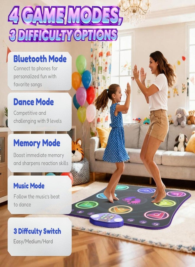 TooLion Dance Mat Toys for 3-12 Year Old Girls & Boys,Dance Pad with Light-Up 8-Buttons & Wireless Bluetooth,4 Game Modes & Adjustable Volume & Non-Slip.Birthday Xmas Gifts for Kids - Image 3